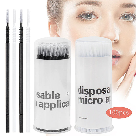 100 Pcs Disposable Spiral Handle Microbrush Mascara